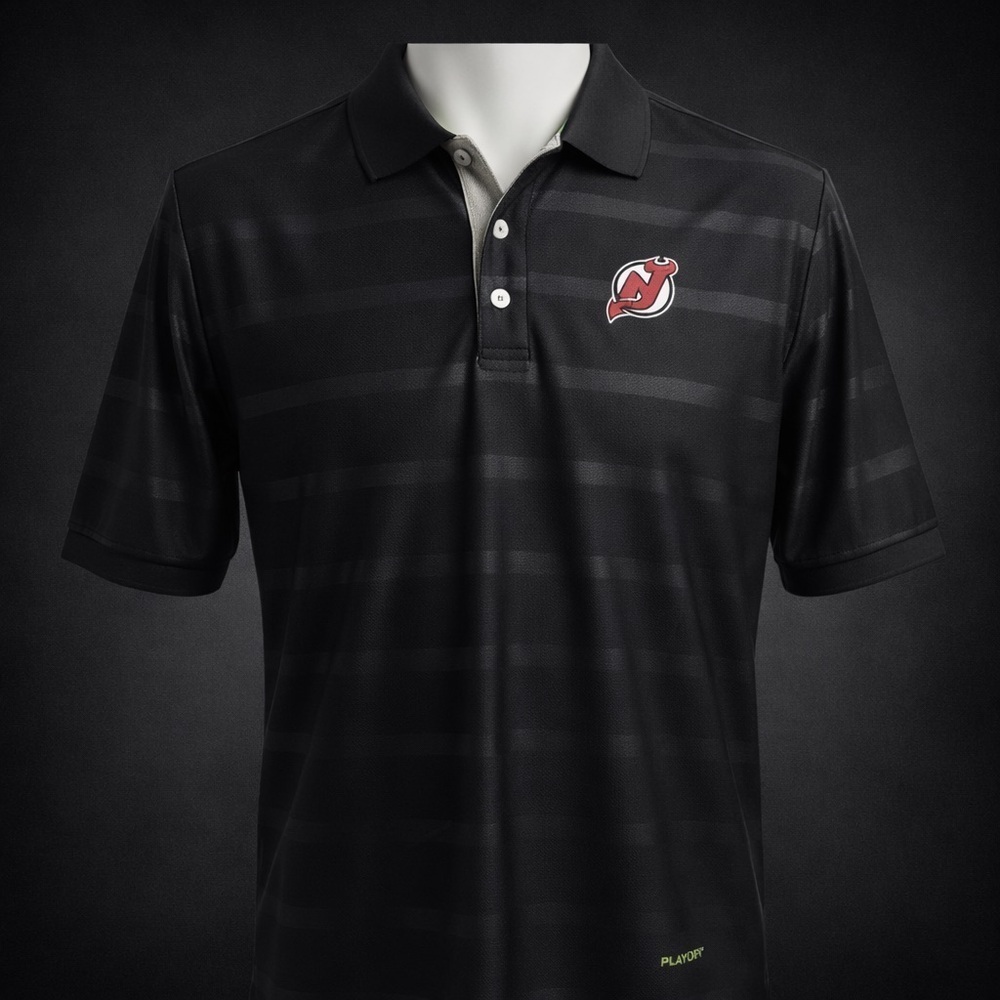 Reebok NHL New Jersey Devils PlayDry Polo Shirt Mens M Black